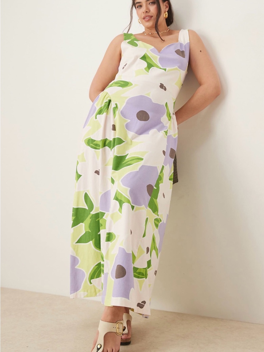 ASOS Curve sweetheart godet midi dress in floral print